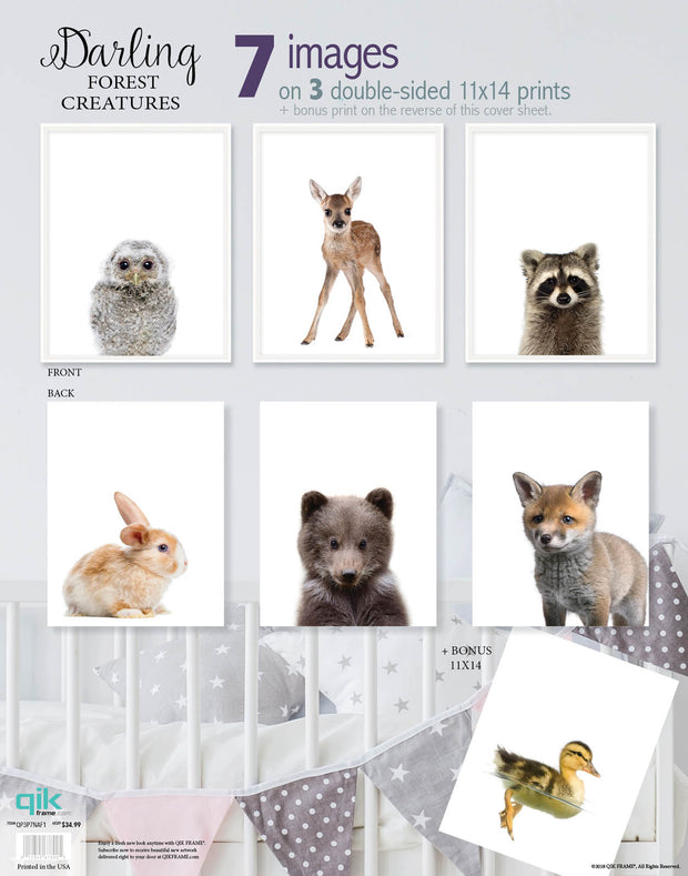 Darling Forest Creatures - 3pc Double-Sided Art Print Set