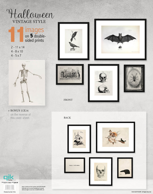 Halloween Vintage Style - 5pc Double-Sided Art Print Set