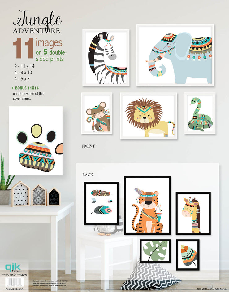 Jungle Adventure - 5pc Double-Sided Art Print Set