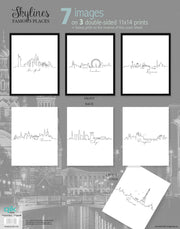 Skylines Famous Places - 3pc Double-Sided Art Print Set