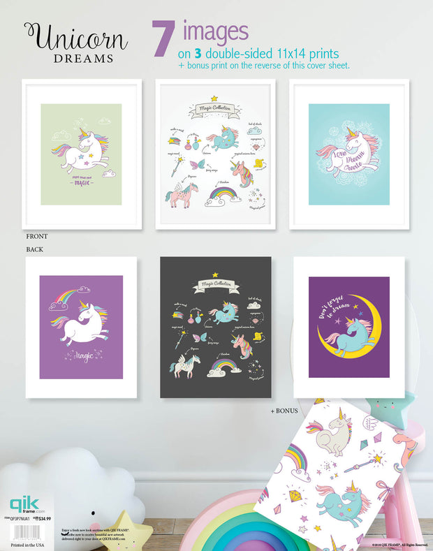 Unicorn Dreams - 3pc Double-Sided Art Print Set