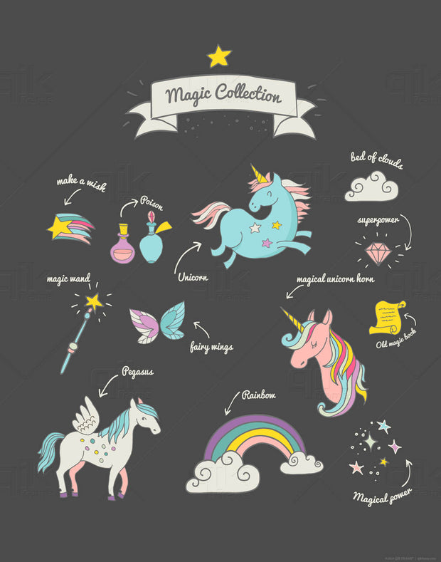 Unicorn Dreams - 3pc Double-Sided Art Print Set