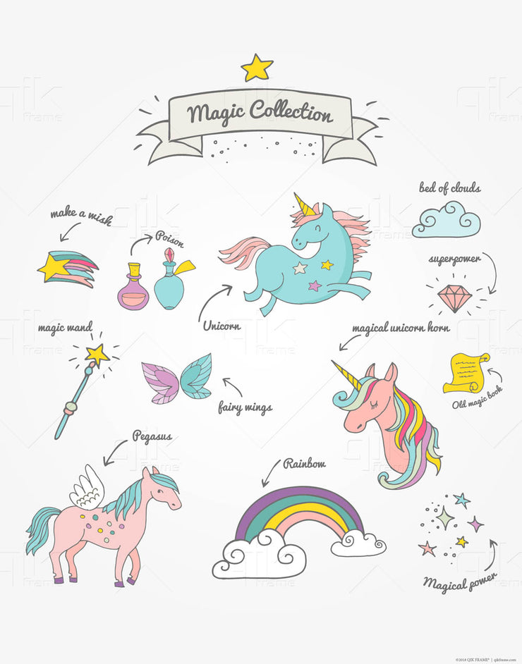 Unicorn Dreams - 5pc Double-Sided Art Print Set