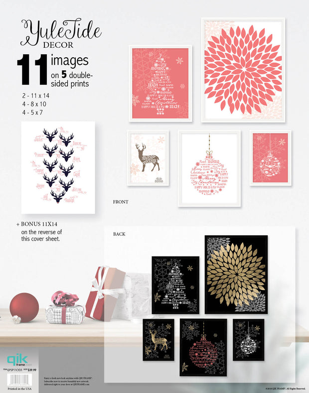 Yuletide Decor - 5pc Double-Sided Art Print Set